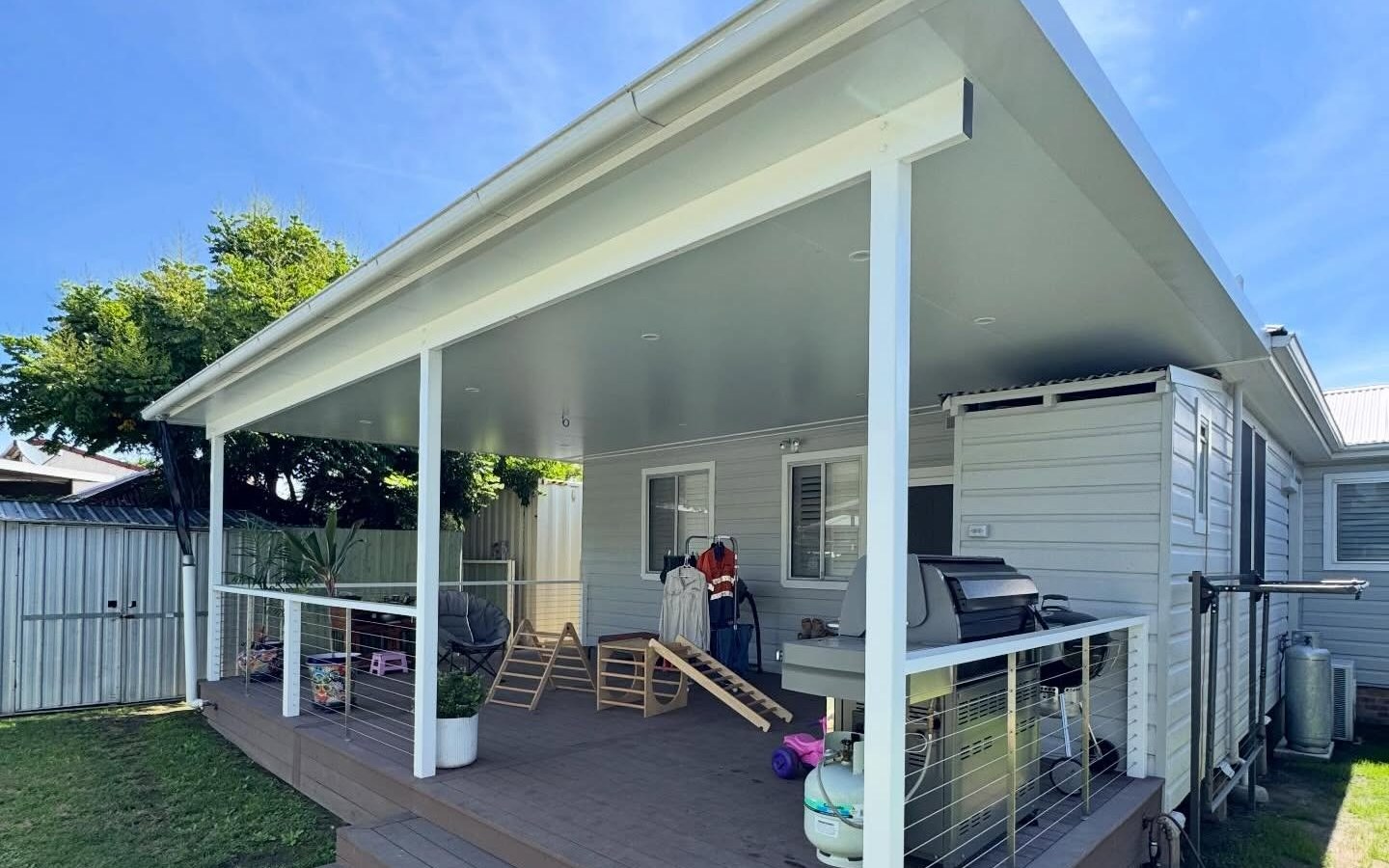 Patio cover tied into the house line.